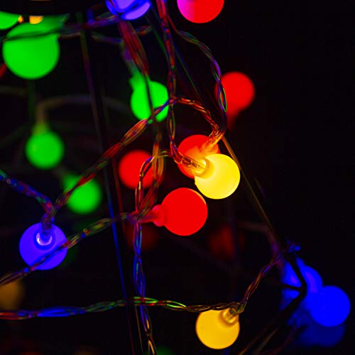 Guirnalda de luces LED luz decorativa, 80 ledes, bola de 9m, 2 modos, funciona con pilas, para dormitorio, boda, fiesta, Navidad, festival, decoración de árboles, iluminación al aire libre(Multicolor)