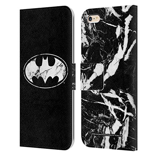 Head Case Designs Oficial Batman DC Comics Mármol Logotipos Carcasa de Cuero Tipo Libro Compatible con Apple iPhone 6 Plus/iPhone 6s Plus
