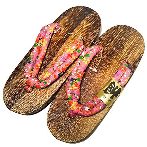 [Hecho en Japón] Geta: Paulownia Sandalias de Madera para niñas Zapatos Sakura 20cm (Rosa)