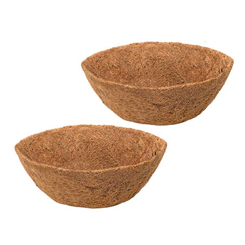 HH-LIFE - Juego de 2 forros redondos de coco de 30 cm de diámetro para colgar cestas de coco reemplazables, forro de coco natural para macetas colgantes en interiores y exteriores, porche, balcón