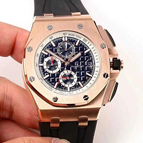 HHBB Marca de lujo de cuarzo cronógrafo hombres reloj cronómetro zafiro cristal relojes oro rosa blanco azul negro Rubberaaa+ 9