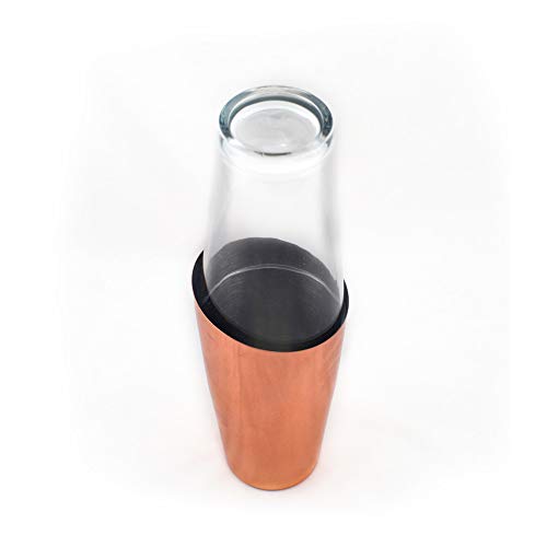Hostelnovo - Coctelera Boston Inclinada 750 ml de Acero Inoxidable bañada en Cobre - Compuesta por 2 Vasos: uno de Vidrio y Otro de Metal - Modelo único y Exclusivo