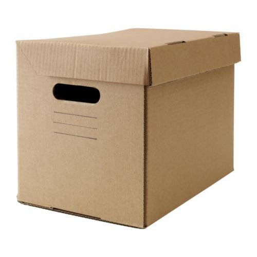 IKEA Caja de cartón con tapa, en color marrón, 25 x 34 x 26 cm.