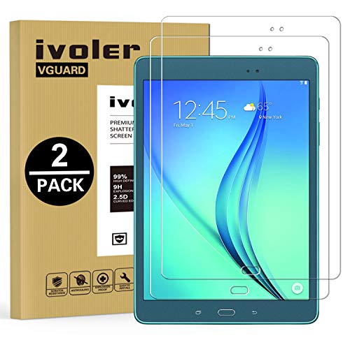 ivoler [2 Unidades] Protector de Pantalla para Samsung Galaxy Tab A 9.7 Pulgadas (T550 / T555), Cristal Vidrio Templado Premium [Dureza 9H] [Anti-Arañazos] [Sin Burbujas]
