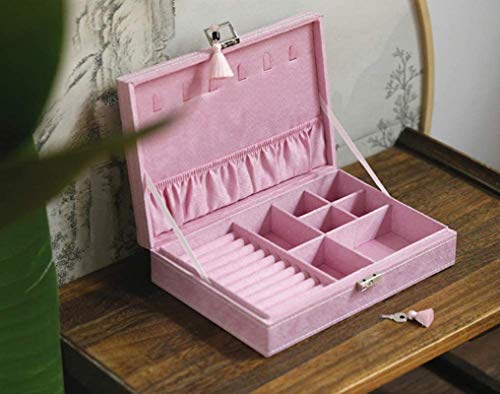 Jewelry Box for Women, Caja de joyería china, caja de almacenamiento pintado laca artesanía caja de joyería, madera lacada y espejo de madera duplicado joyería de joyería de langosta Trinket de tesoro