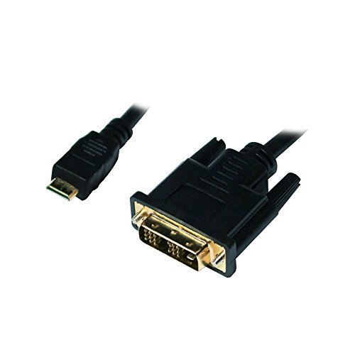LogiLink Mini-HDMI - DVI-D M/M 1m 1m Mini-HDMI DVI-D Negro - Adaptadores de Cable de vídeo (1 m, Mini-HDMI, DVI-D, Macho, Macho, Oro)