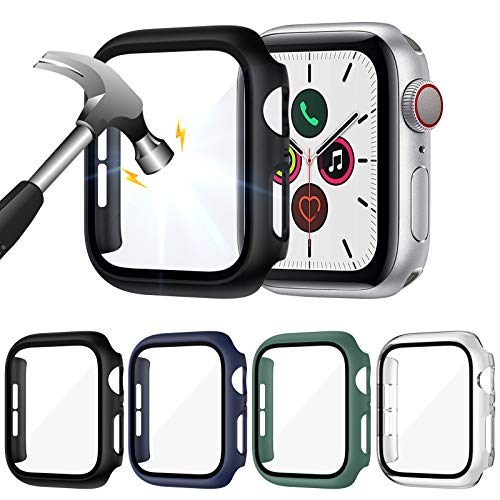 LORDSON [4 Piezas] Funda Compatible con Apple Watch Series SE /6/5/4 40 mm, [Cobertura Total] [Resistente Rasguño] Cubierta Protectora para PC Película Protectora de Vidrio Templado Incorporado