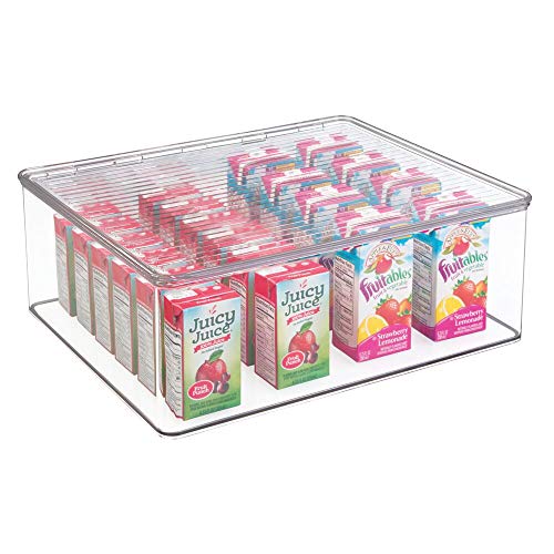 mDesign Práctica caja organizadora de plástico - Caja con tapa abatible - Ideal como organizador de cocina - transparente