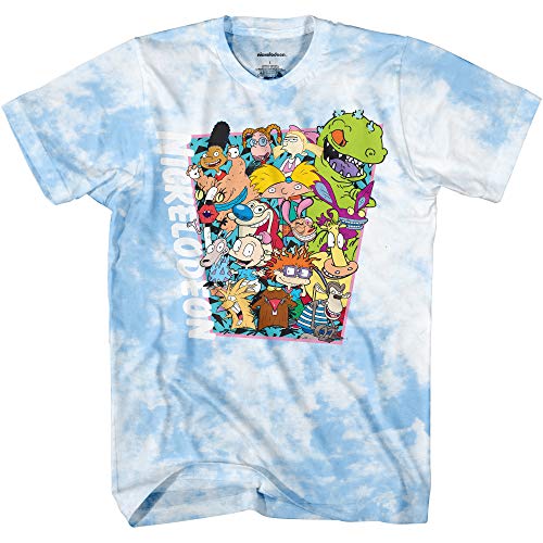 Nickelodeon Camisa clásica de los años 90 para hombre, con rugrats Tie Dye Rugrats, Reptar, Ren & Stimpy y Hey Arnold - azul - Medium