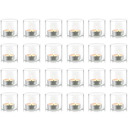 Nuptio Candelabro Vota Claro, Juego de 24 Copas de Cristal Tealight para la Boda o decoración del hogar