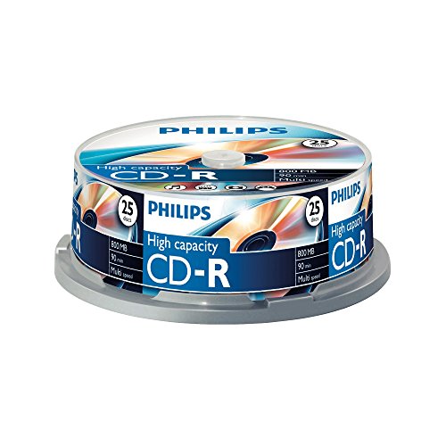 Philips CD-R 90Min / 800 MB / 40X Cakebox (25 Disc)