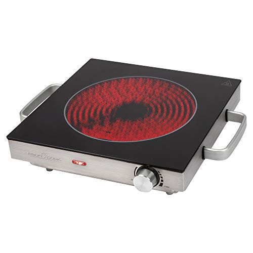 ProfiCook PC-EKP 1210 - Cocina de infrarrojos individual (apta para todo tipo de ollas, vitrocerámica, 2000 W, carcasa de acero inoxidable)
