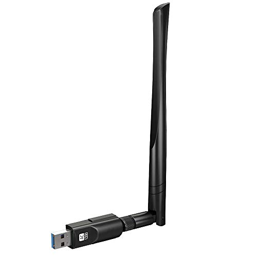Rayfit 1200Mpbs Adaptador WiFi USB 3.0 Dual Band WiFi Dongle Inalámbrico Receptor WiFi 2.4G / 5GHz Tarjeta de Red Antena WiFi para PC Desktop Laptop Computadora Soporte Windows 10 8 7 XP Vista Mac OS