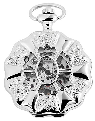 Reloj De Bolsillo Con Mecanismo De 485622000015 Plata coloreado Chasis tamaño 49 mm x 14 mm con esfera de color blanco Colores Plata y Cristal Mineral.