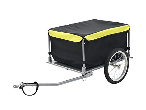 Remolque de bicicleta, carro de bicicleta con asa con barra de enganche plegable y reflector, capacidad de carga máxima de 65 kg