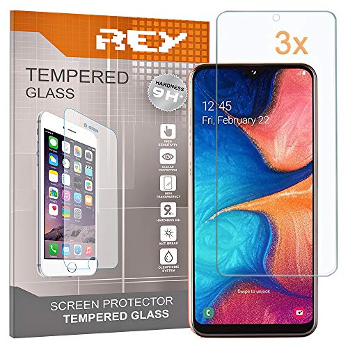 REY 3X Protector de Pantalla para Samsung Galaxy A20e, Cristal Vidrio Templado Premium