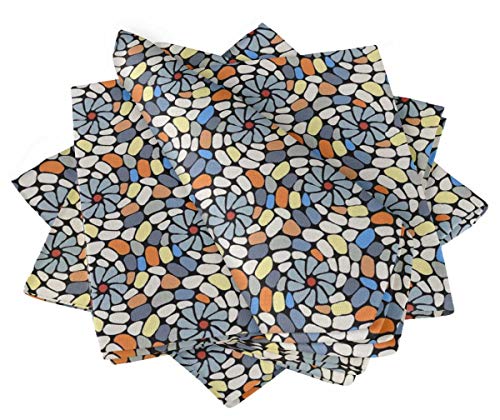 S4Sassy Negro Piedra Colorida Mosaico servilleta de algodón Impresa Todos los días Ropa de Mesa Lavable básica 18 x 18(Paquete de 6)