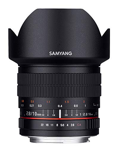 Samyang F1120401101 - Objetivo fotográfico DSLR para Canon EF (Distancia Focal Fija 10mm, Apertura f/2.8-22 ED AS NCS CS), Negro
