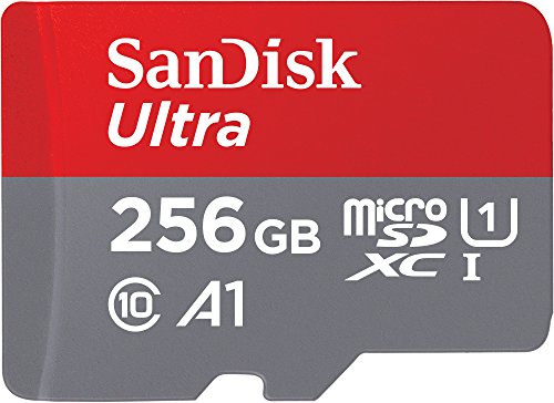 SanDisk Ultra Tarjeta de Memoria microSDXC con Adaptador SD, hasta 120 MB/s, Rendimiento de apps A1, Clase 10, U1, 256 GB, Rojo/Gris