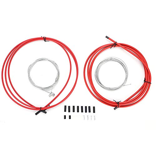 SANON Kit de Cables de Cambio de Bicicleta Cable de Freno de Cambio de Bicicleta Cables de Bicicleta para Carretera Kit de Accesorios de Repuesto de Bicicletas de Montaña (Rojo)