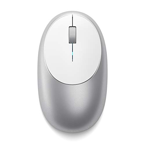 Satechi Ratón M1 Inalámbrico con Bluetooth de Aluminio con Puerto Tipo-C Recargable – Compatible con Mac Mini, iMac, iMac Pro, MacBook Pro/Air, Microsoft Surface Go (Plata)