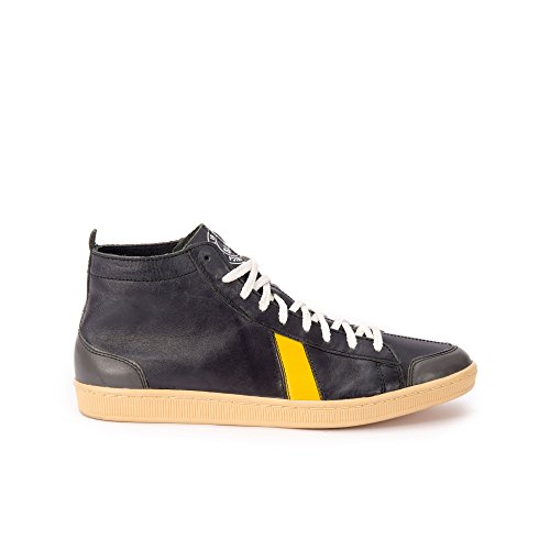 SAWA Shoes – Tsague de piel, color azul marino y gris, Multicolor (Navy Yellow Grey), 36 EU