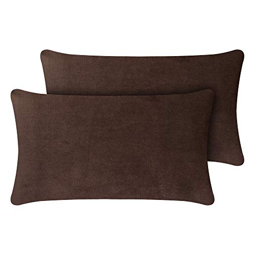 Selfitex - Juego de 2 cojines de sofá con relleno y funda de terciopelo elegante, muy mullidos, incluye relleno, cojín decorativo, fabricado en Alemania (30 x 50 cm), color marrón