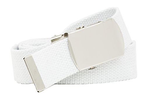 shenky - Cinturón de tela ajustable unisex - Fácil de acortar - 3 cm ancho - 140 cm - XXL - Blanco - 140 cm