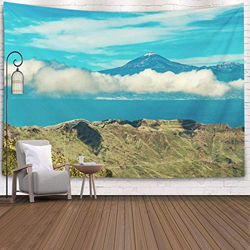 Tapices Deacutecor Sala de estar Dormitorio para el hogar Inhouse por Impreso para una vista espectacular de Tenerife y el volcán con manchas de nieve en la parte superior Cielo azul brillante Hermosa