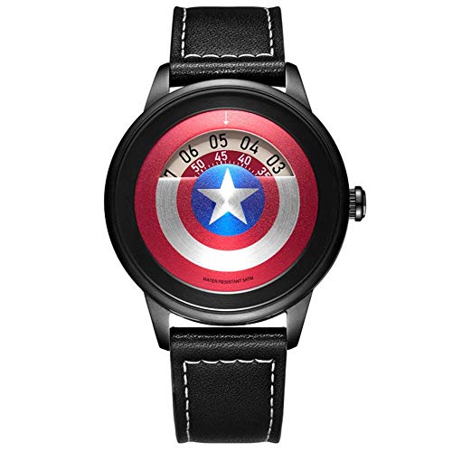 Towel Rings Vengadores Marvel Relojes De Pulsera Reloj para Hombre Hollow Captain America Shield Reloj De Moda Creativo Street Trend Belt Reloj para Hombre