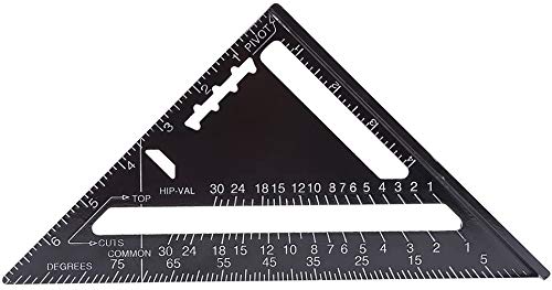 Transportador de ángulo triangular de escala 0-90 °,Herramienta de medición de aleación de aluminio,De color negro,Arededor de 26x18. 6x18. 5 cm,Para aficionados(Sistema Métrico)