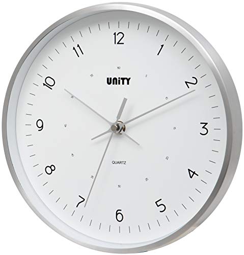 Unity Bangkok - Reloj de Pared Moderno (25 cm), Color Blanco y Plateado