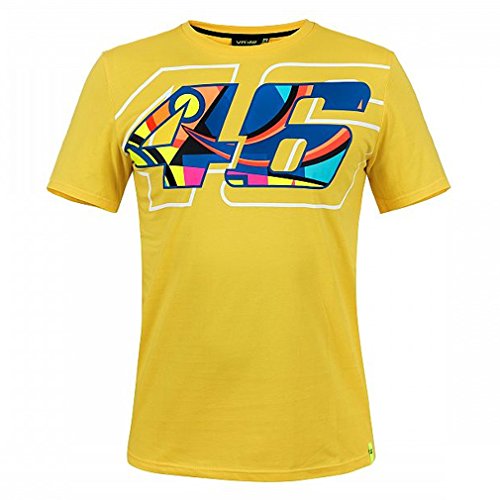Valentino Rossi VRMTS305801002 - Camiseta VR46 para Hombre, Amarillo, Talla Mediana 104 cm