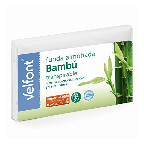 Velfont Funda Almohada Bambu Impermeable Transpirable hipoalergenica Tratamiento aloevera y Bambu Todas Las Medidas (105cm)