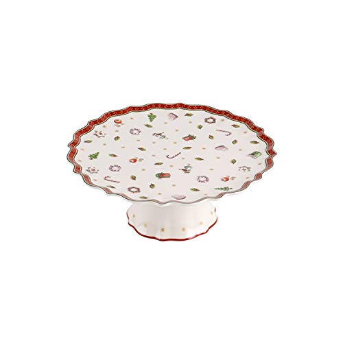 Villeroy & Boch Toy's Delight Fuente para Pastel con Pie Pequeña de 21 cm de Diámetro, Porcelana, Blanco/Multicolor