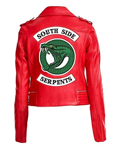 wowstore Mujer Rojo/Negro Riverdale Southside Serpents Cheryl Blossom Biker Chaqueta de piel sintética