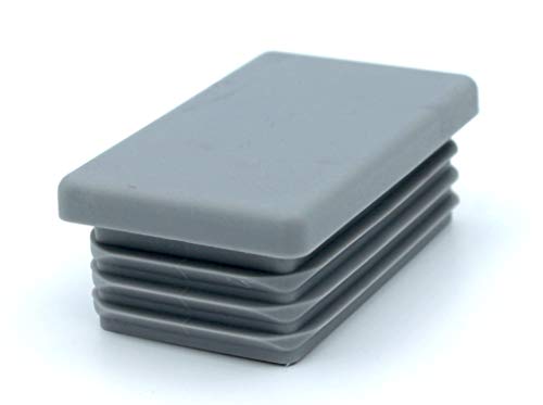 10 Piezas de tapas rectangulares de plástico para tuberías, tamaños elegible de 20x10mm a 180x60mm, tapón/ contera/ protector/ funda (medida exterior: 80x40mm, espesor de pared: 1,5-2mm, Gris)