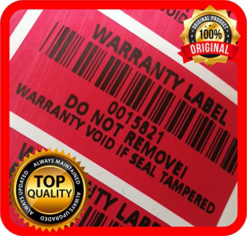 300 St. Prensa Evident garantía etiquetas con números de serie y código de barras, color rojo, sello adhesivo 40 x 20 mm Warranty Label Seal English Texto