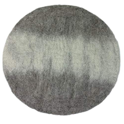 8-Natur® Cojín redondo para silla de fieltro gris y blanco de 100% pura lana merino – Cojín de asiento con aprox. 35 cm de diámetro para sillas, bancos y como cojín