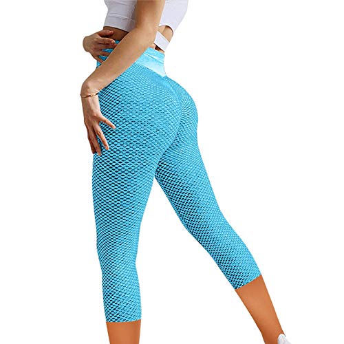 88AMZ Push up Leggings Pántalones Deportivo para Mujer, Mallas Cintura Alta Yoga Leggings Pantalón Moda Sin Costuras para Fitness Running Deporte Elásticos y Transpirables (Azul, M)