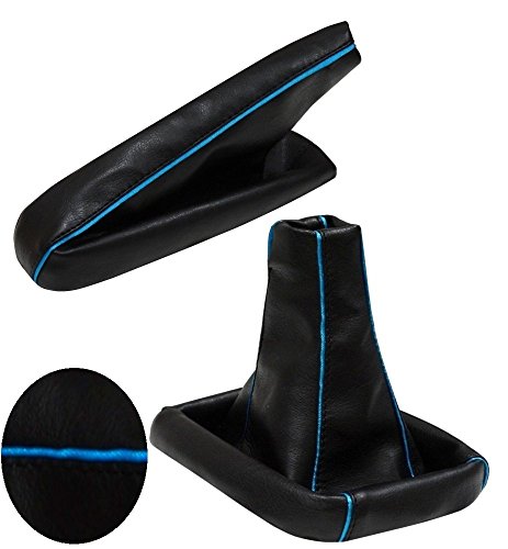 AERZETIX: Funda para palanca de cambios y freno de mano de piel sintética negro/azul