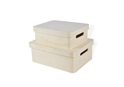 ARTE-DIRECTO Set de 2 x Cajas de Madera con Tapa Decorativa - Cajas almacenaje para Decorar,Pintar,decoupage Medidas:35x27x13/ 30x23x10 Cm.