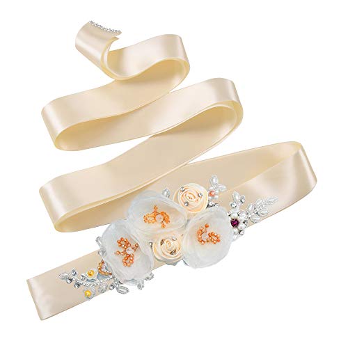 Azaleas Vestido de novia con cinturón de flores para novia (S486) beige Talla única