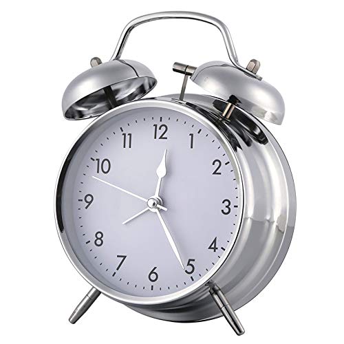 BAREGO Clásico Reloj de Mesa Retro con lámpara, Despertador Antiguo, Despertador de Metal silencioso, Campana de Alarma Grande, Reloj Despertador de Aprendizaje (Estilo A)