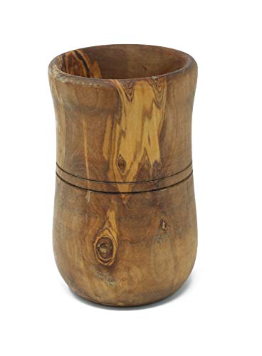 Benera Bonito recipiente de madera de olivo, 15 x 10 cm, para utensilios de cocina, flores secas