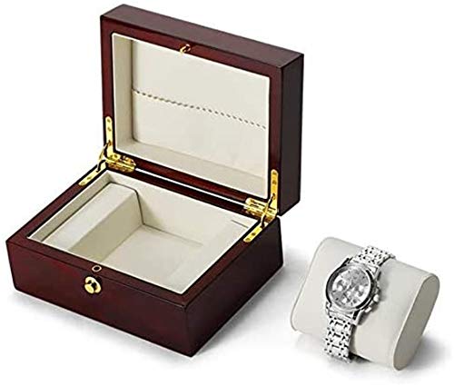 Caja de madera para relojes con 1 rejilla, caja de regalo con cojín, ideal para Navidad, Año Nuevo, cumpleaños