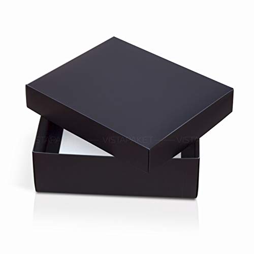 Caja para regalo cajas de cartón caja negra con tapa 28 * 23 * 9 cm, set de 10 cajas para fiesta cumpleaños, embalaje, estuche, empaquetamiento para envolver (Negra)