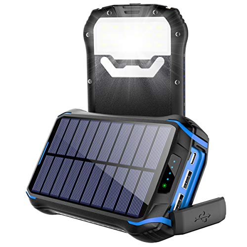 Cargador Solar 26800mAh, Solar Power Bank con 3 Puertos USB, Soluser Batería Externa Solar 18 LED Linterna con Tecnología de Detección Automática para Smartphones, Tabletas y Dispositivos USB
