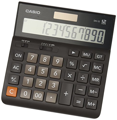 CASIO DH-12BK calculadora de Mesa - Pantalla de 12 dígitos, selector de redondeo, Gran Total