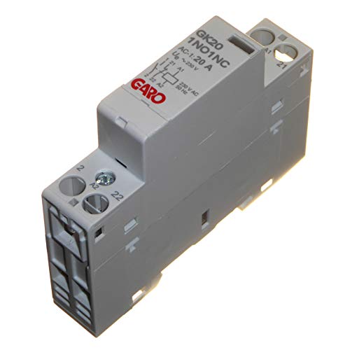 Contactor 20A 2 polos 230V AC 1 normalmente abierto N/O y 1 cerrado N/C modular para montaje en riel DIN 20 Amp
